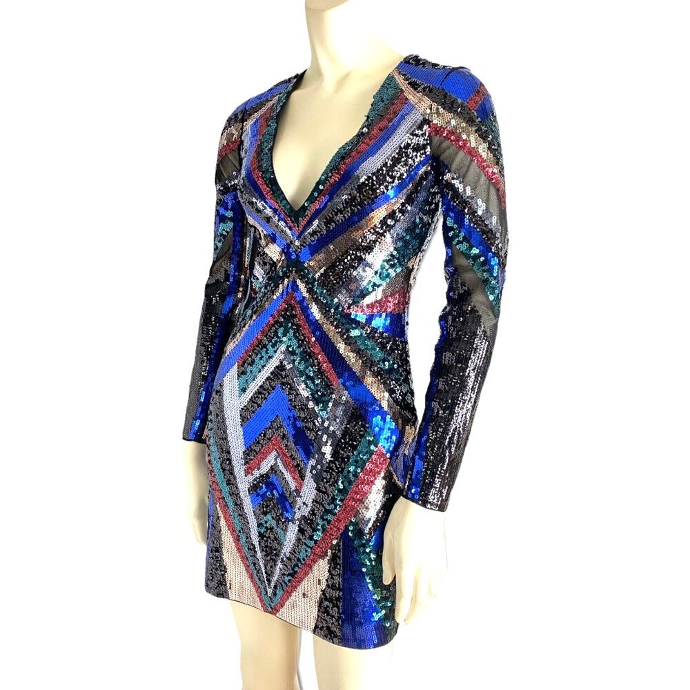 size XS Express dress sequin mini v-neck bodycon‎ cocktail/party Short mini NWT - Picture 3 of 10